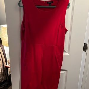 Red sleeveless ponte knit dress